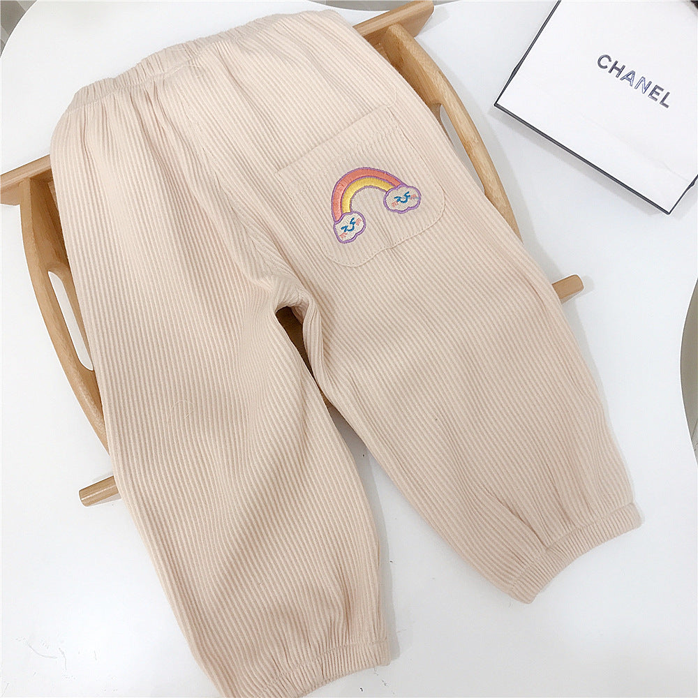 Boys And Girls Casual Sporty Printing Ribbing Trousers Wholesale Toddler Knitwear - PrettyKid