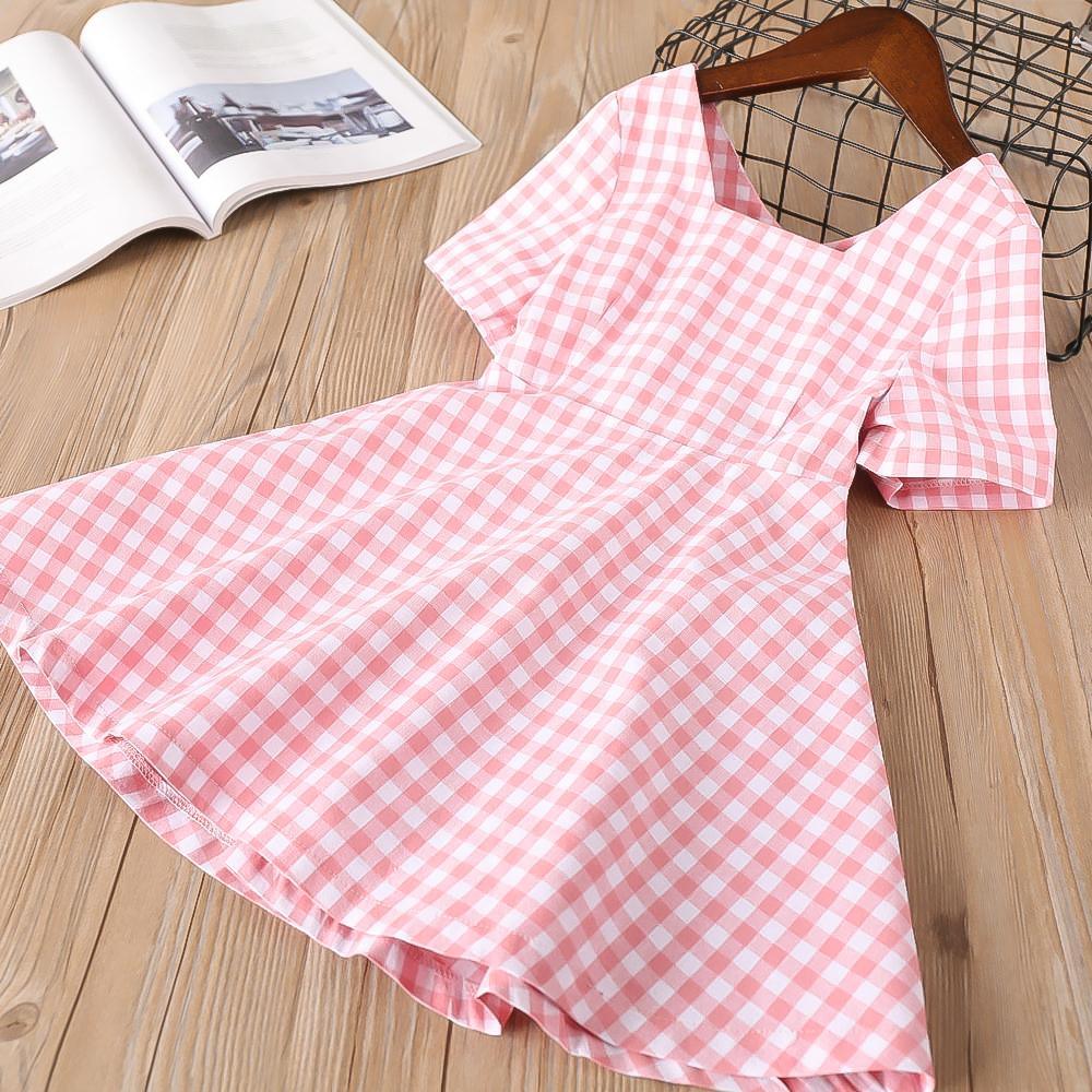 Toddler Girls Plaid Backless Dress Bow Princess Dress - PrettyKid