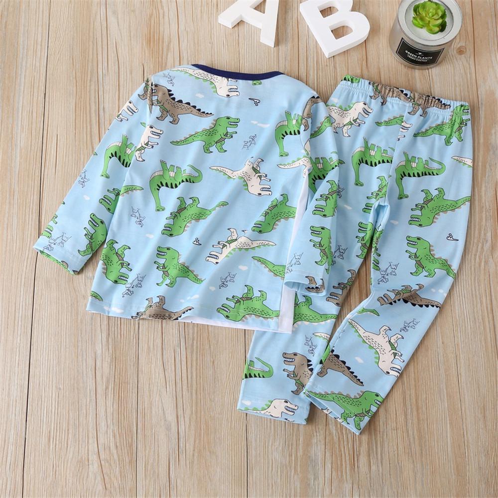 Boys Adorable Long Sleeve Dinosaur Animal Print Top & Pants - PrettyKid