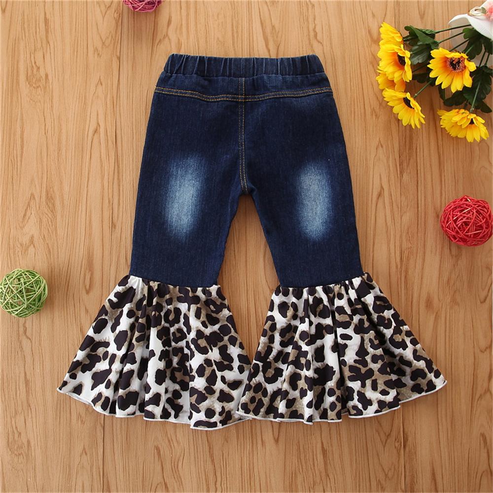 Girls All Season Leopard Elastic Flared Jeans Wholesale Girl Boutique Clothing - PrettyKid
