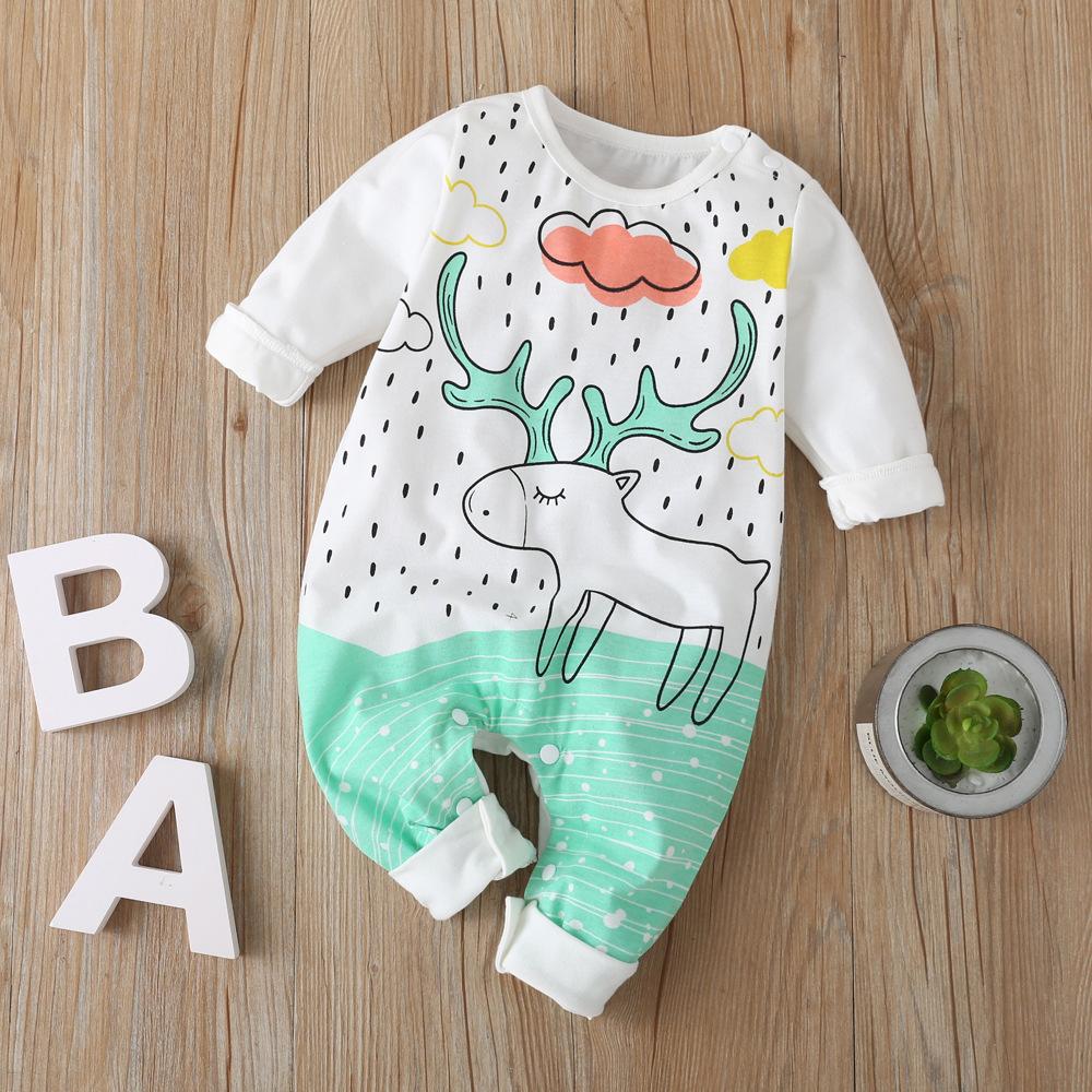Baby Boys Animal Cartoon Printed Long Sleeve Romper Baby Outfits - PrettyKid