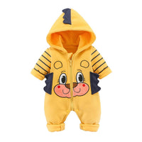 Baby Boys Animal Cartoon Striped Hooded Long Sleeve Romper Baby Wholesale - PrettyKid