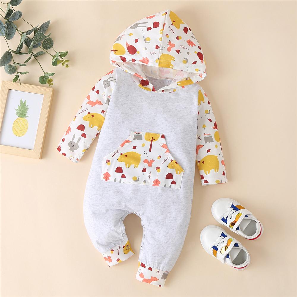 Baby Boys Animal Printed Hooded Long Sleeve Baby Wholesale - PrettyKid