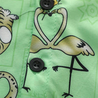 Boys Animal Printed Lapel Short Sleeve Top & Shorts Boy Summer Outfits - PrettyKid