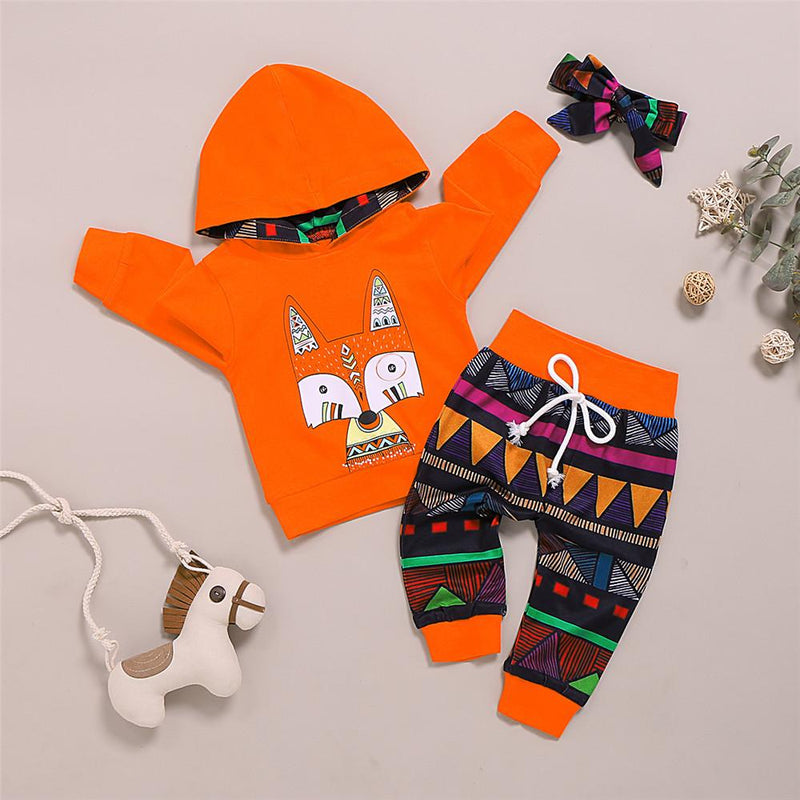 Girls Animal Printed Long Sleeve Hooded Jumper & Pants & Headband - PrettyKid