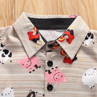 Boys Animal Printed Short Sleeve Button Shirt & Shorts Wholesale Toddler Boy clothes - PrettyKid