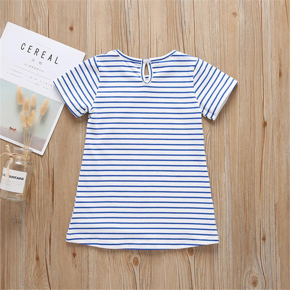 Girls Animal Printed Short Sleeve Striped Tops Wholesale Baby Girl clothing - PrettyKid