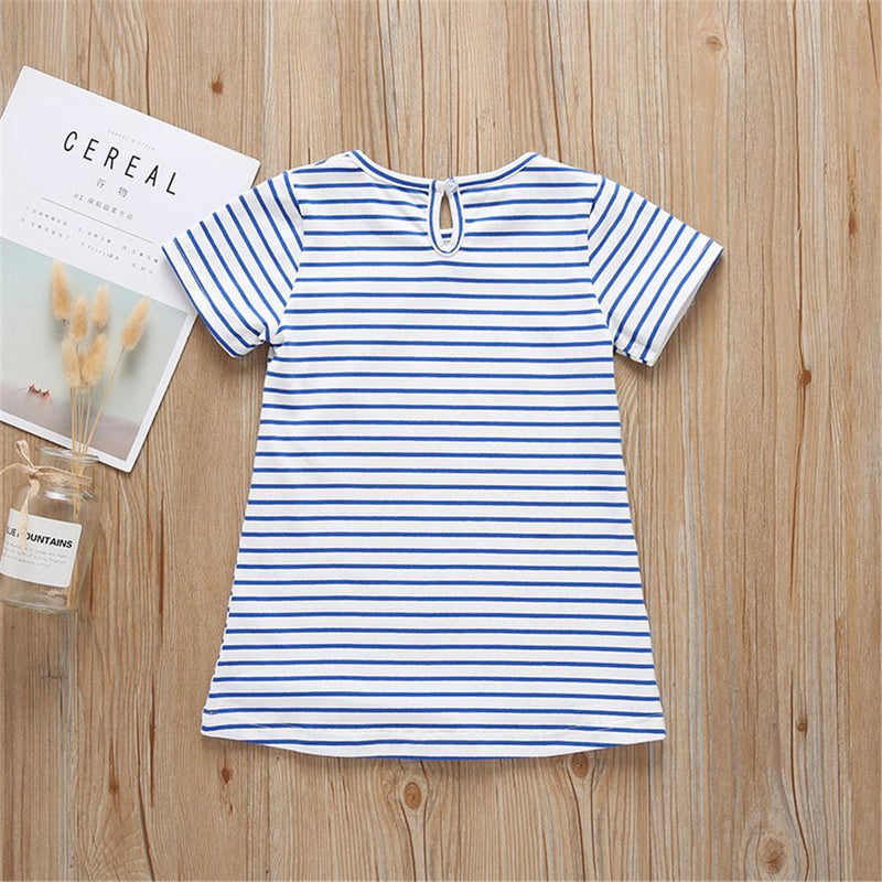 Girls Animal Printed Short Sleeve Striped Tops Wholesale Baby Girl clothing - PrettyKid