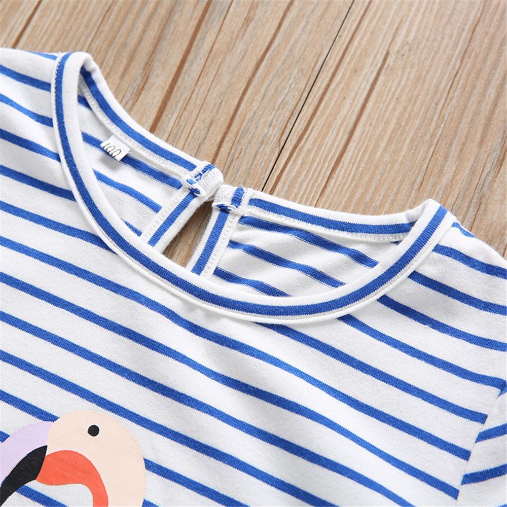 Girls Animal Printed Short Sleeve Striped Tops Wholesale Baby Girl clothing - PrettyKid