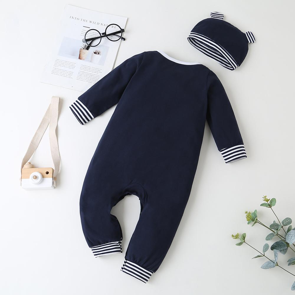 Baby Panda Animal Striped Long Sleeve Romper & Hat - PrettyKid