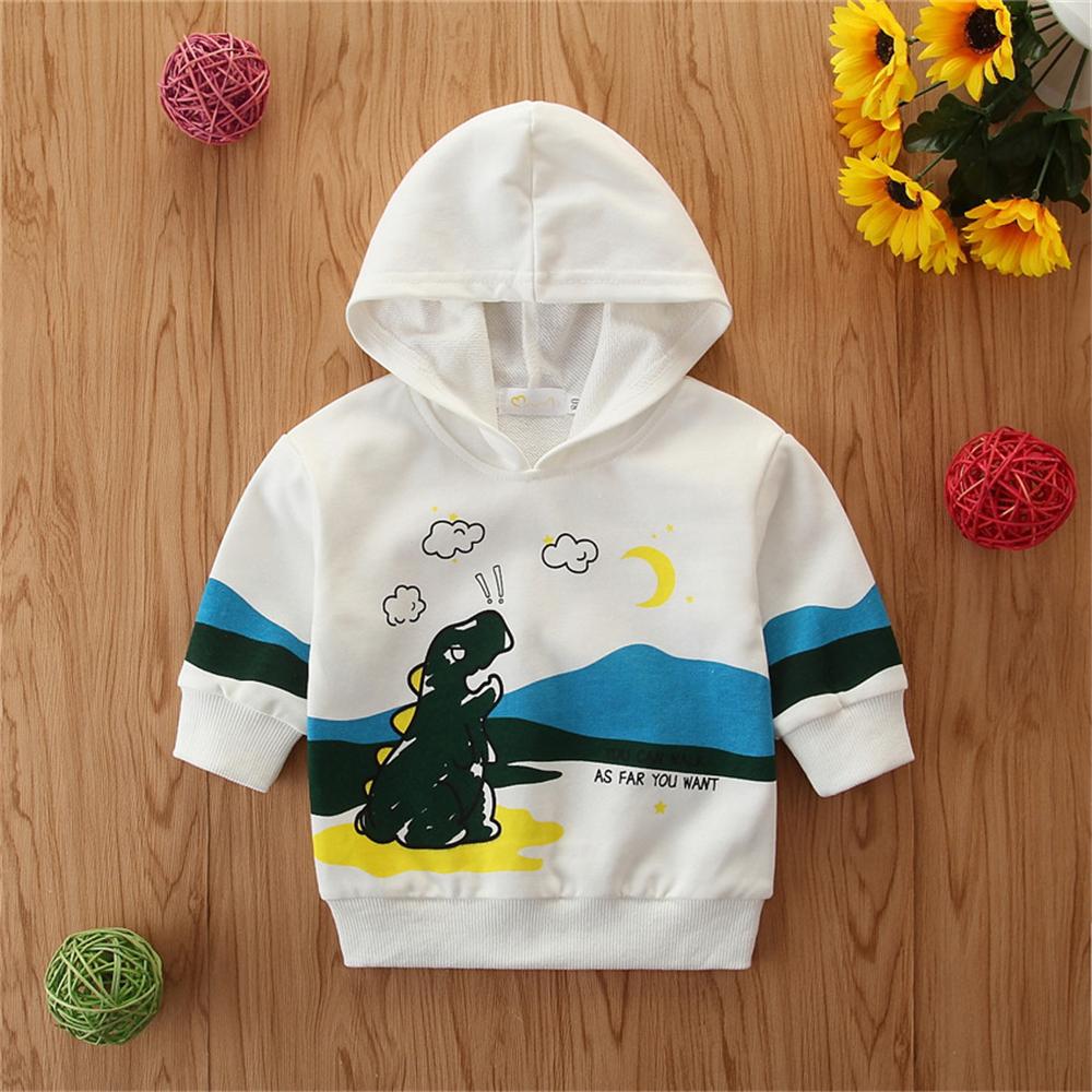 Boys As Far You Want Dinosaur Printed Hooded Tops Boy Clothes Wholesale - PrettyKid