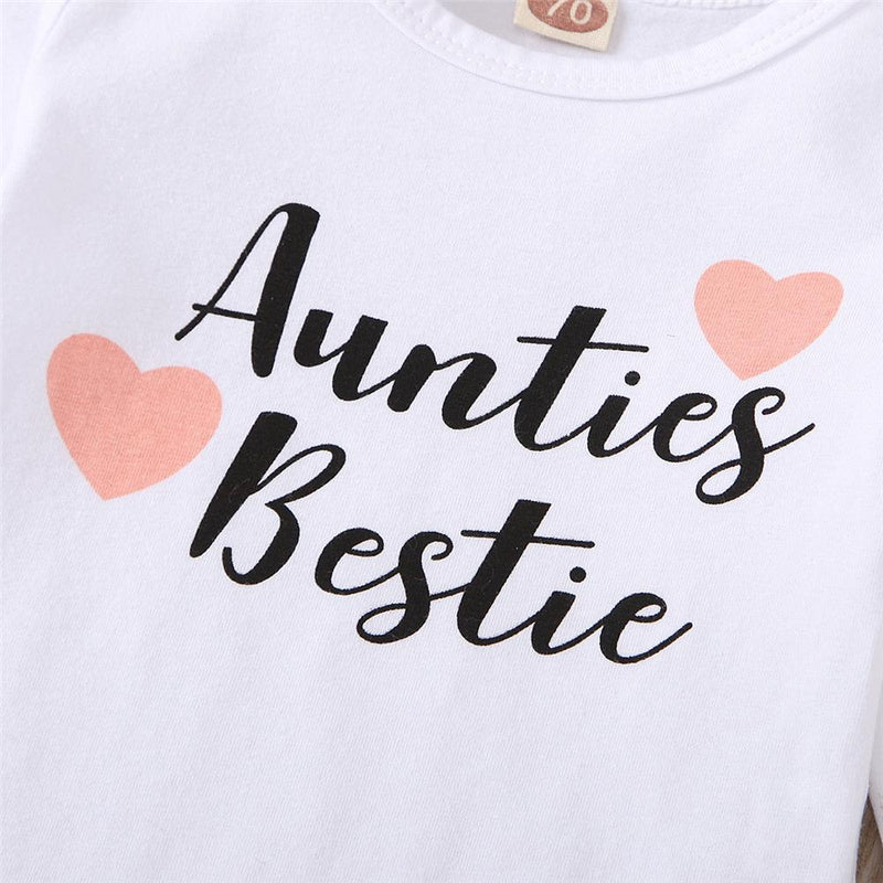 Baby Aunties Bestie Long Sleeve Romper & Pants & Hat & Headband Baby Wholesale - PrettyKid