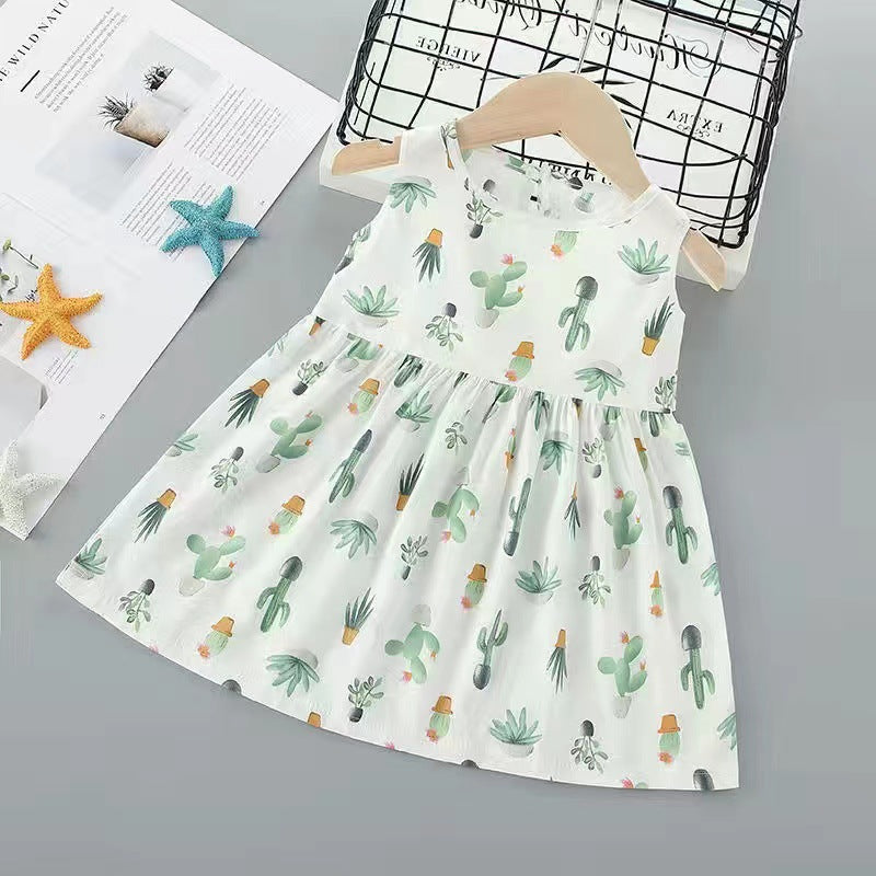 Baby Girl Fruit & Vegetable Print Dress Cute Baby Girl Dresses Wholesale - PrettyKid