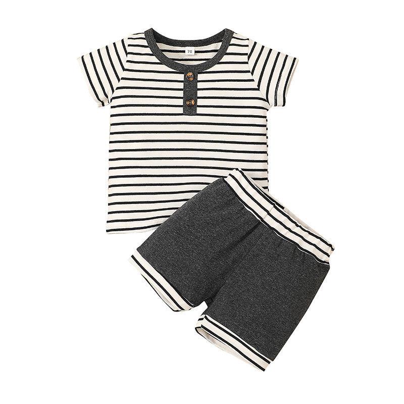 Baby Boy Striped Tee And Shorts Baby Clothes Set - PrettyKid