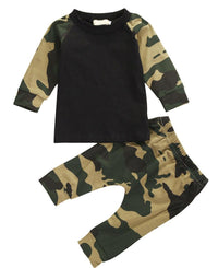 Baby Boys Colorblock Camouflage Tee And Trousers Baby Outfit Sets - PrettyKid