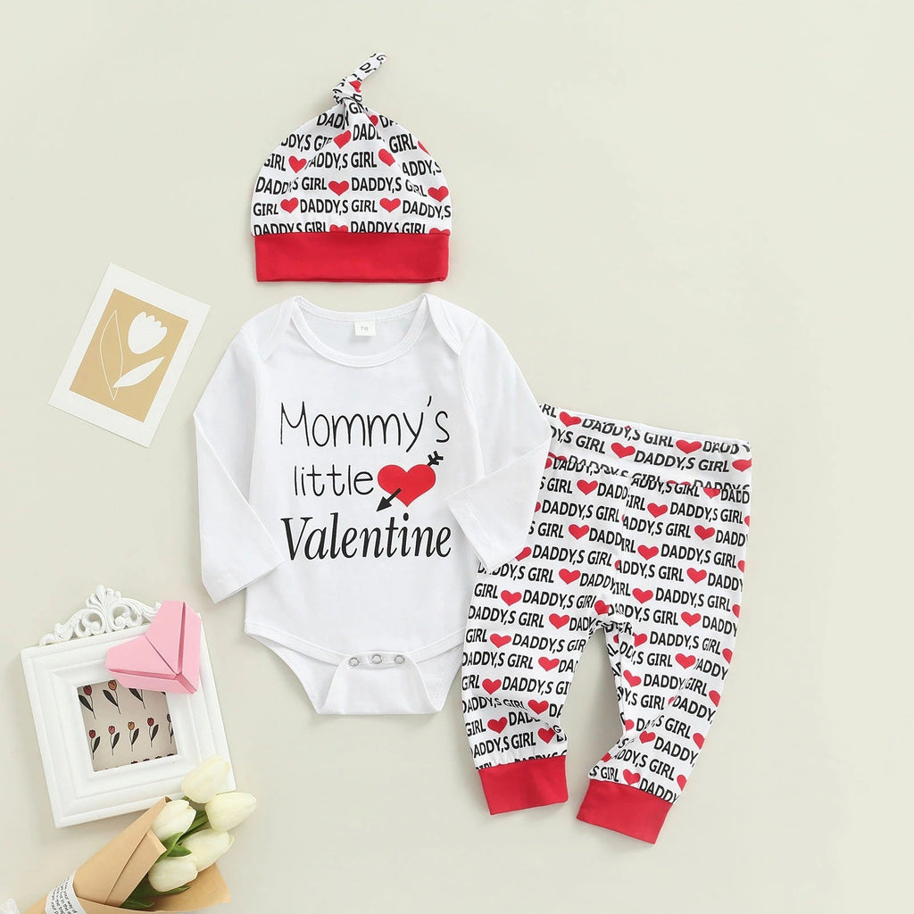 Baby Girls Sets Mommy's Little Valentine Love Print Wholesale Baby Clothes - PrettyKid