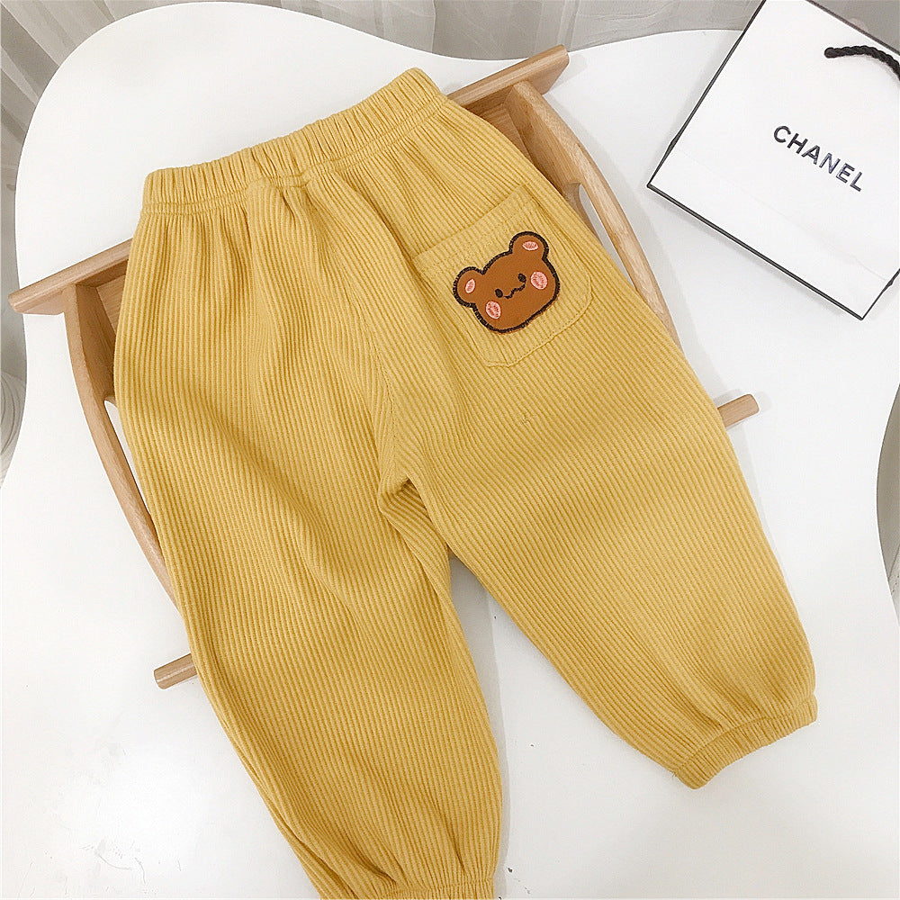 Boys And Girls Casual Sporty Printing Ribbing Trousers Wholesale Toddler Knitwear - PrettyKid