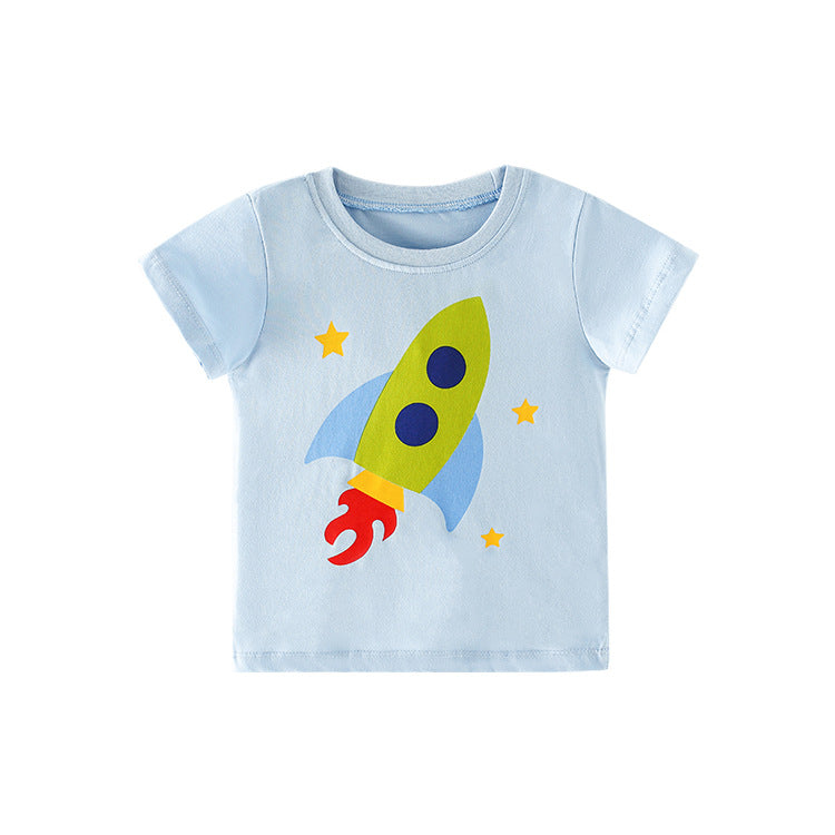 Boys Rocket Print T-Shirt Wholesale Toddler T Shirts - PrettyKid