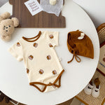 Cow Print Summer Baby Jumpsuit Short Sleeve And Hat - PrettyKid