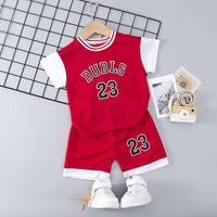 Baby Boy Colorblock Letter Print T-Shirt And Shorts Baby Boy Clothing Sets - PrettyKid