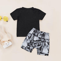 Baby Boys Sets CHILI BRO Letter Print T-Shirts & Graffiti Shorts - PrettyKid