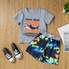 Boys And Girls Letter Printing T-Shirt Coconut Tree Lace-Up Waist Shorts Wholesale Toddler Clothing Sets - PrettyKid