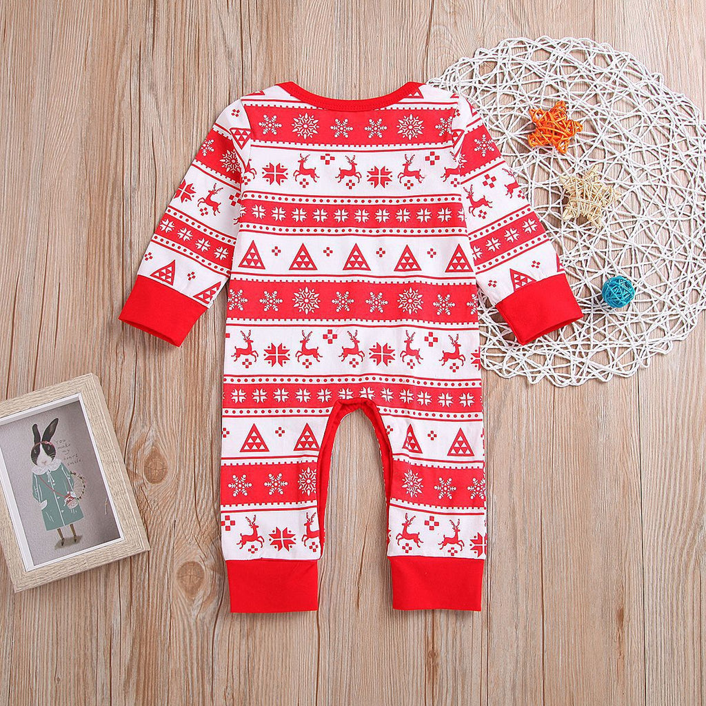 Christmas Round Neck Christmas Tree Elk Print Baby Jumper Clothes - PrettyKid
