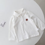 Bear Embroidery Long Sleeve Lapel Collar Baby Polo Shirts Wholesale - PrettyKid