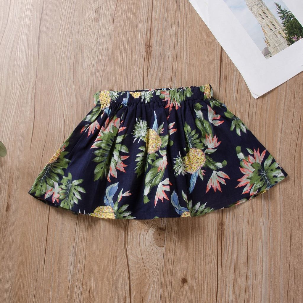 Toddler Girls Flower Print A-Line Skirt - PrettyKid