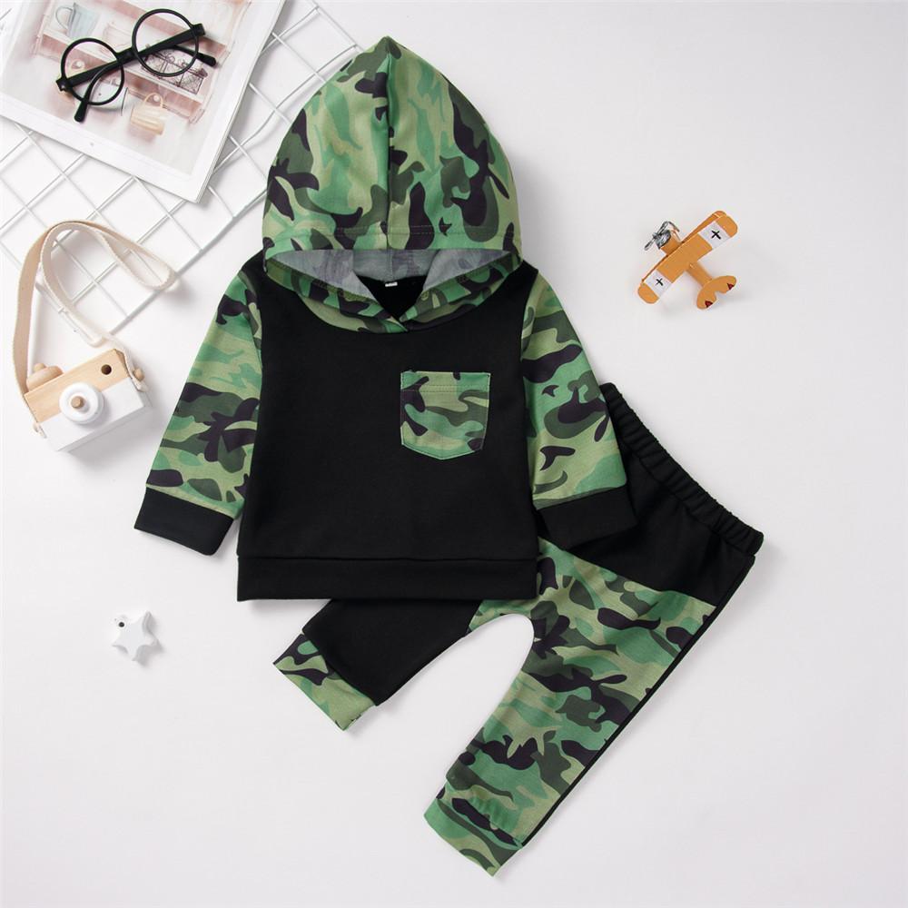 Baby Boys Camouflage Hooded Tops&Pants Baby Clothing Cheap Wholesale - PrettyKid