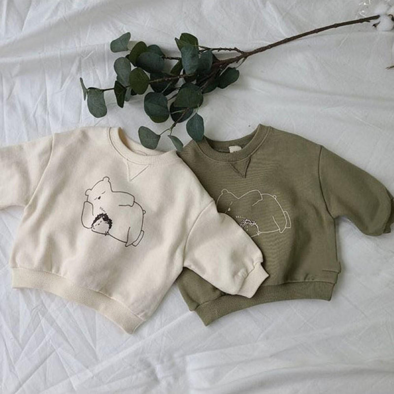 Baby Boys Cartoon Bear Printed Long Sleeve Top Baby Clothing Cheap Wholesale - PrettyKid