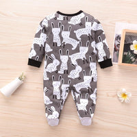 Baby Boys Cartoon Rabbits Printed Romper Wholesale Baby Rompers - PrettyKid