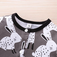 Baby Boys Cartoon Rabbits Printed Romper Wholesale Baby Rompers - PrettyKid