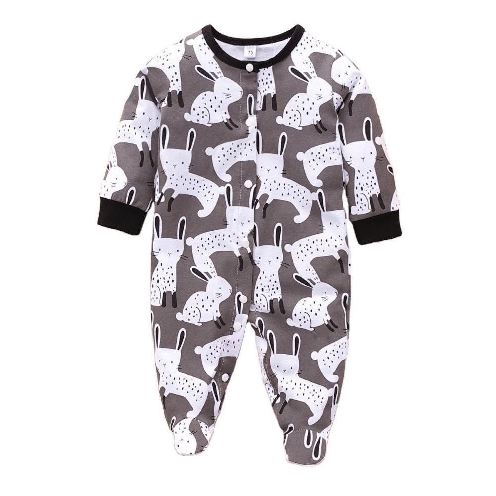 Baby Boys Cartoon Rabbits Printed Romper Wholesale Baby Rompers - PrettyKid