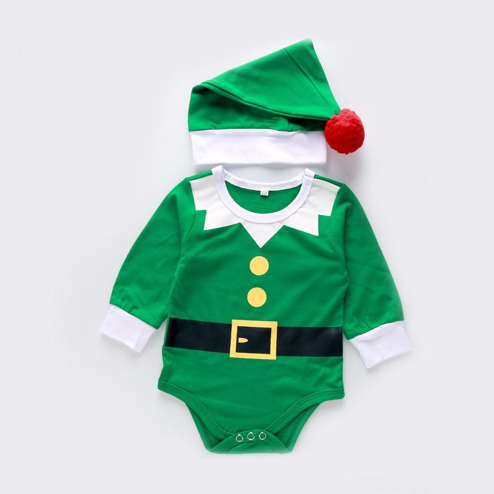 Baby Boys Christmas Long Sleeve Romper & Hat Where To Buy Baby Clothes In Bulk - PrettyKid