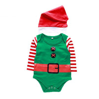 Baby Boys Christmas Striped Sleeve Romper & Hat Baby Wholesales - PrettyKid