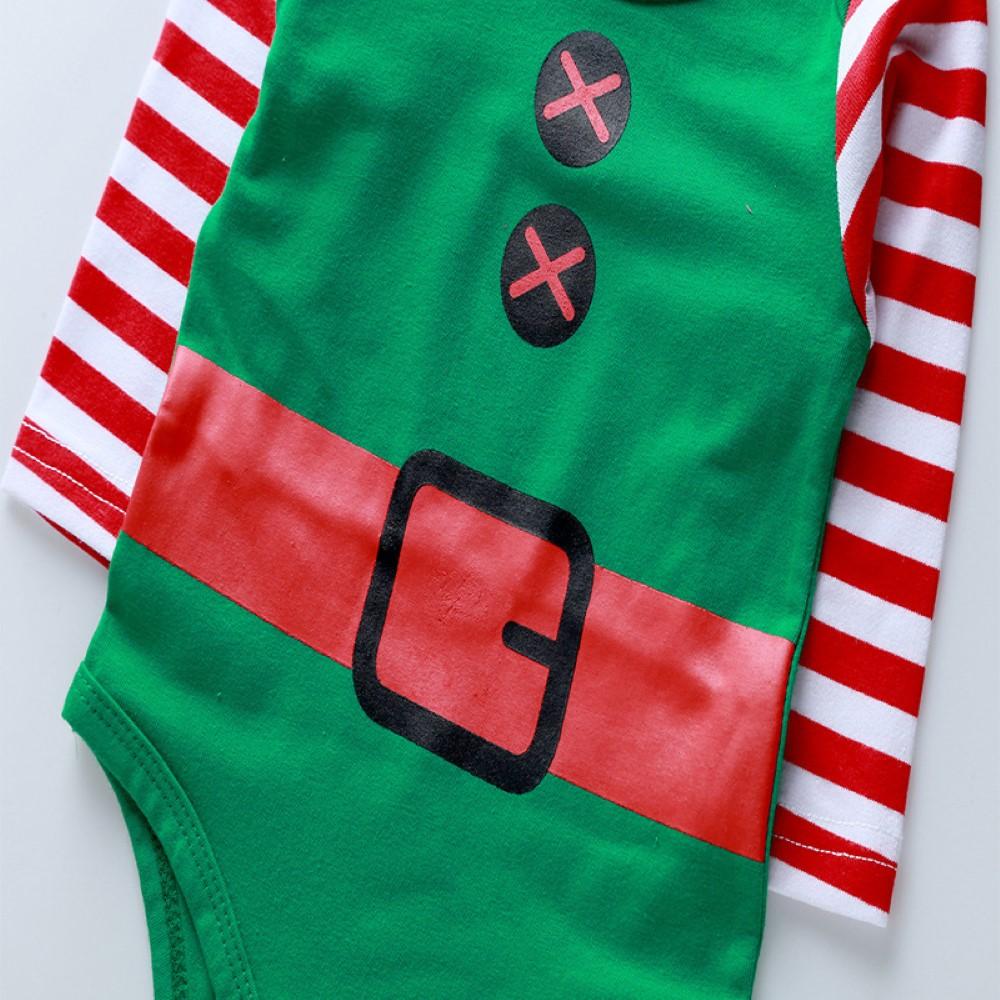 Baby Boys Christmas Striped Sleeve Romper & Hat Baby Wholesales - PrettyKid