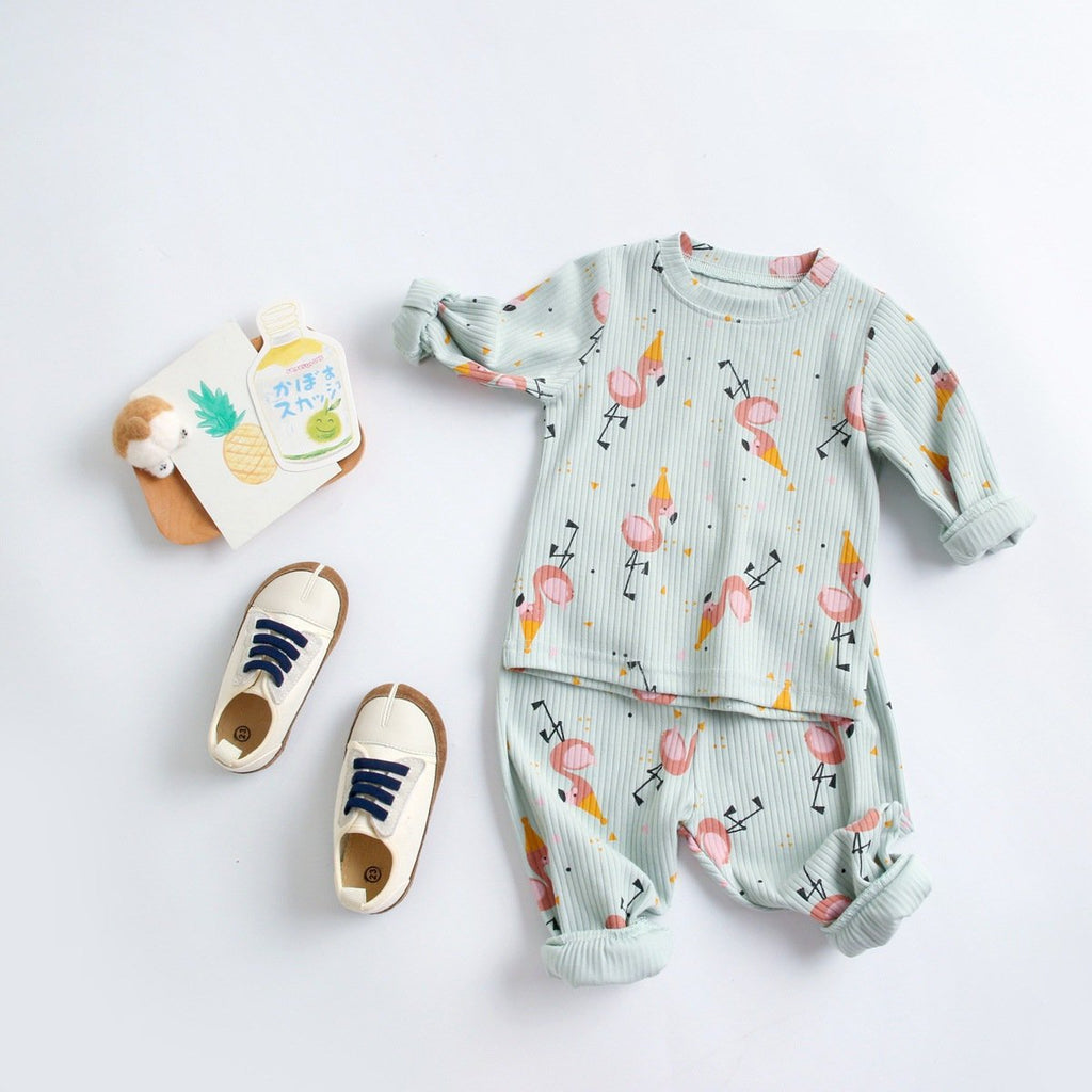 Baby Boys Flamingo Printed Top & Pants Kids Clothing Suppliers - PrettyKid