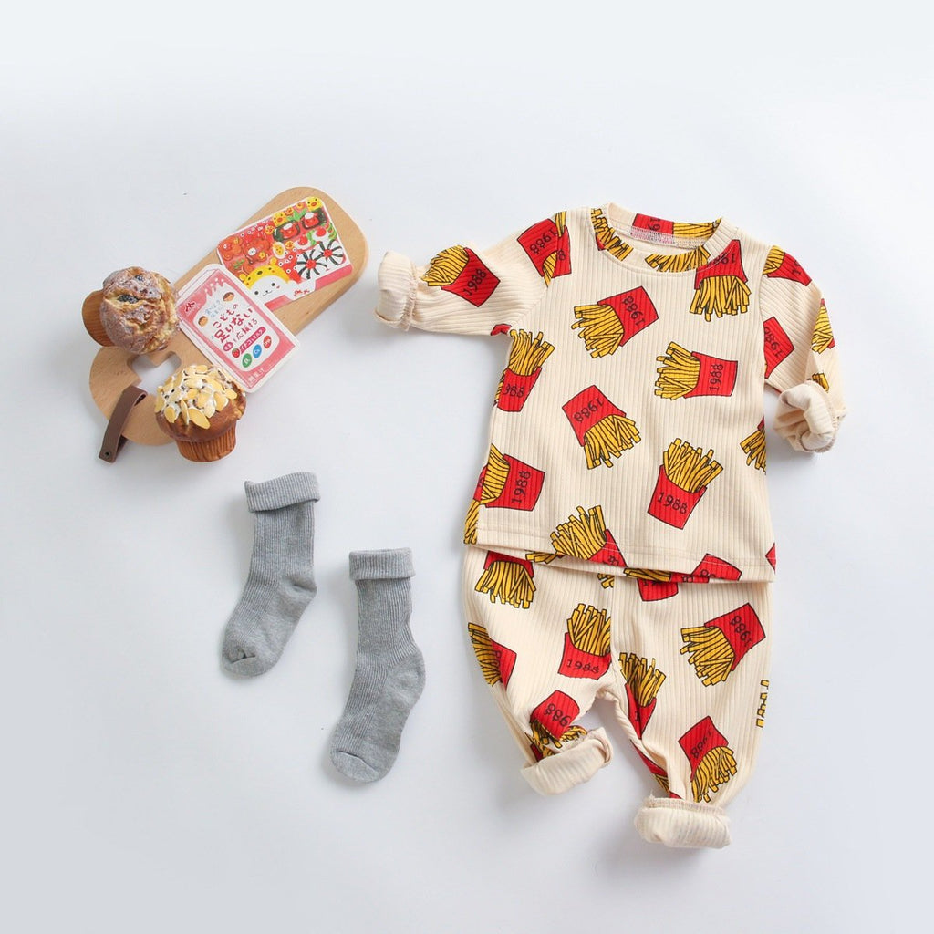 Baby Boys French fries Printed Top & Pants Wholesale Clothing For Children - PrettyKid