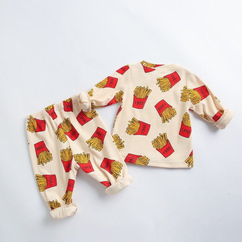 Baby Boys French fries Printed Top & Pants Wholesale Clothing For Children - PrettyKid