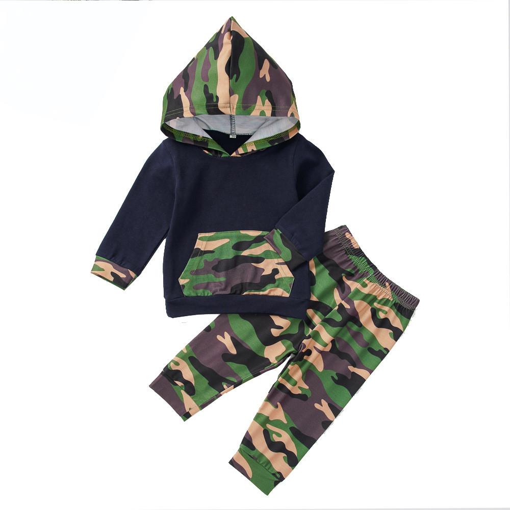 Baby Boys Hooded Camouflage Tops&Pants Boy Clothes Wholesale - PrettyKid