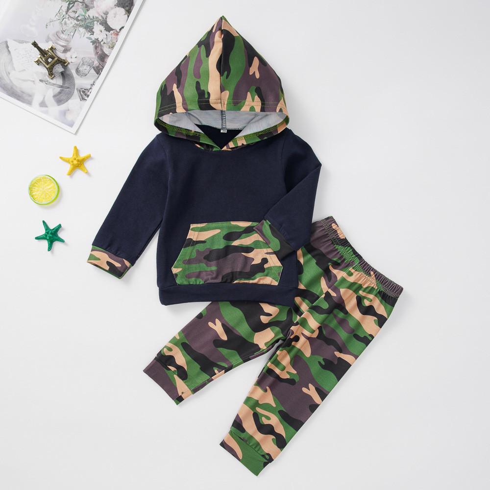Baby Boys Hooded Camouflage Tops&Pants Boy Clothes Wholesale - PrettyKid