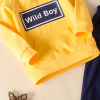 Baby Boys Letter Printed Hooded Top & Pants Baby Clothes Warehouse - PrettyKid