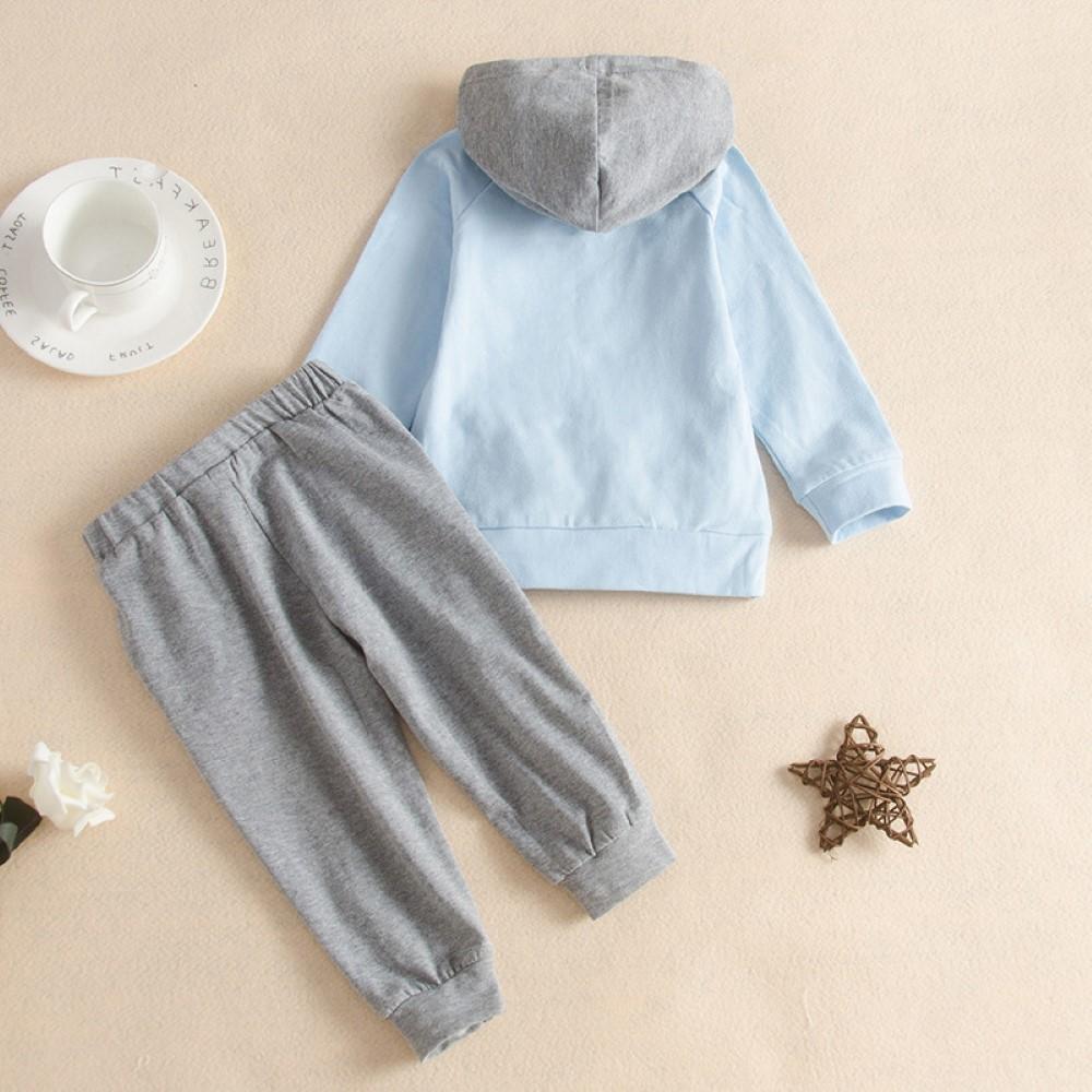 Baby Boys Letter Printed Hooded Top & Pants Baby Clothes Warehouse - PrettyKid