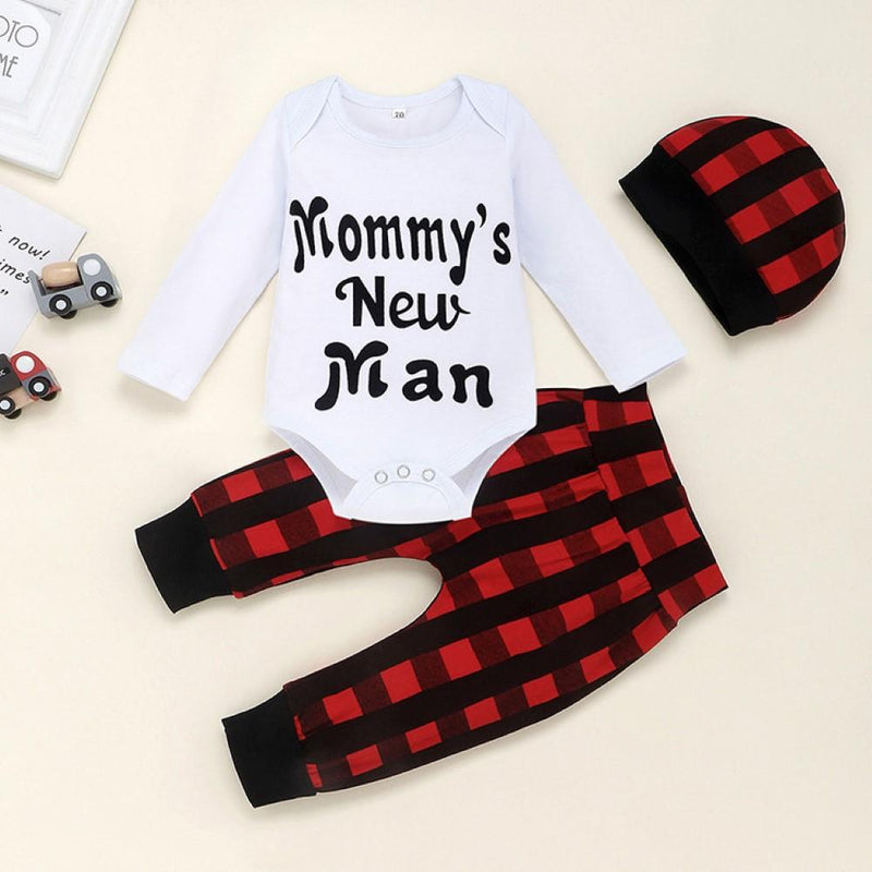 Baby Boys Letter Printed Romper & Panted & Hat Wholesale Clothing For Children - PrettyKid