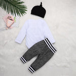 Baby Boys Letter Printed Romper & Pants & Hat Baby Wholesales - PrettyKid