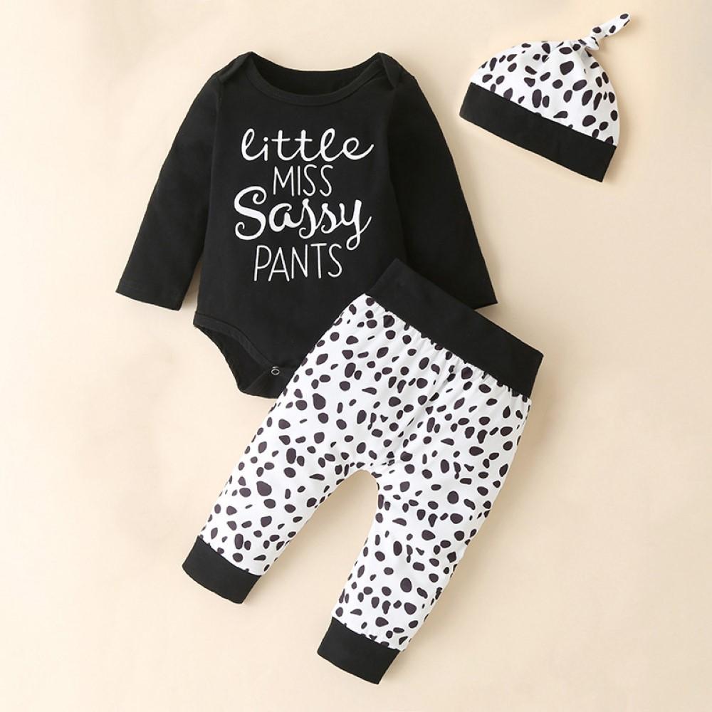 Baby Boys Letter Printed Romper & Pants & Hat Buy Childrens Clothes Wholesale - PrettyKid