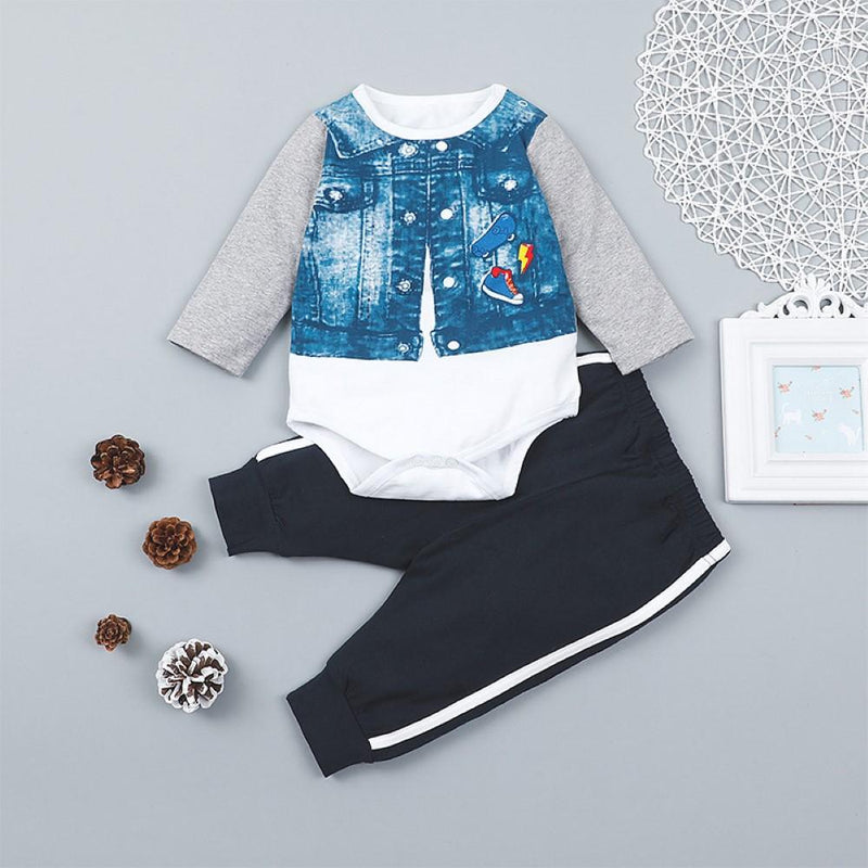 Baby Boys Long Sleeve Casual Romper & Pants Buy Wholesale Kids Clothing - PrettyKid