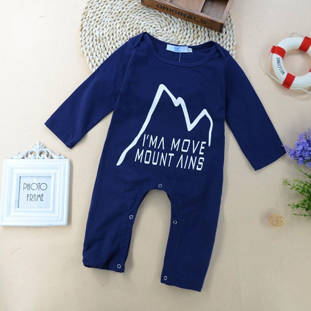 Baby Boys Long Sleeve Letter Printed Romper Baby Wholesales - PrettyKid