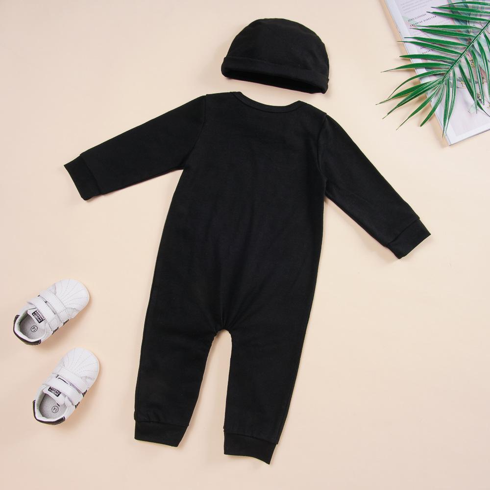 Baby Boys Long Sleeve Printed Bone Romper&Hat Wholesale Baby Rompers - PrettyKid